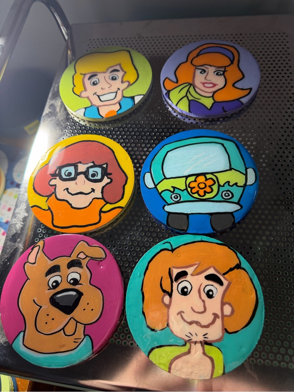 Custom hand painted Scooby doo coaster 6pc set